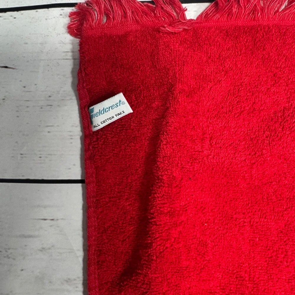 Vintage Holiday Towels Set -Cannon Fieldcrest Christmas Santa Joy  Red Green